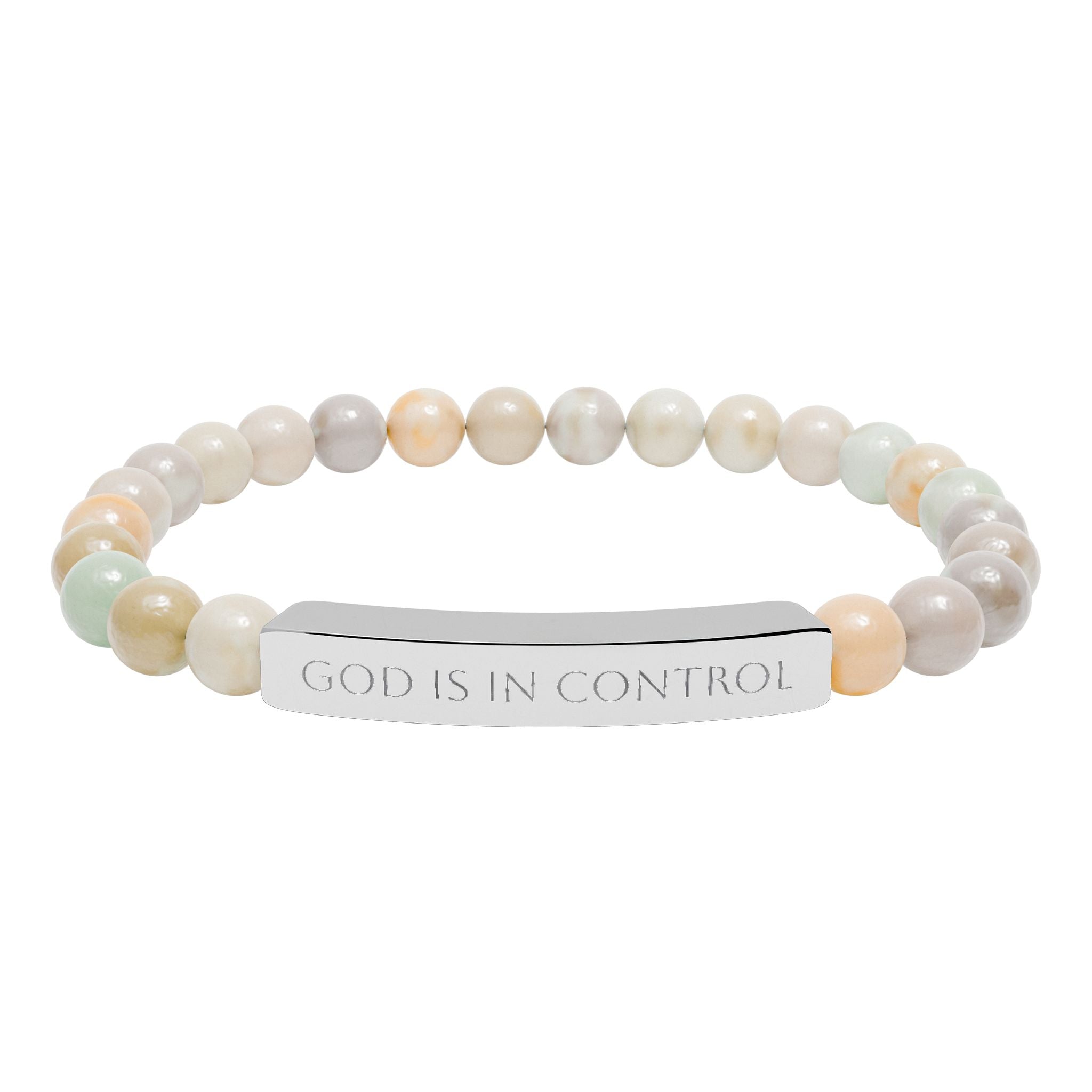 God is in Control | Bar Beaded Bracelet