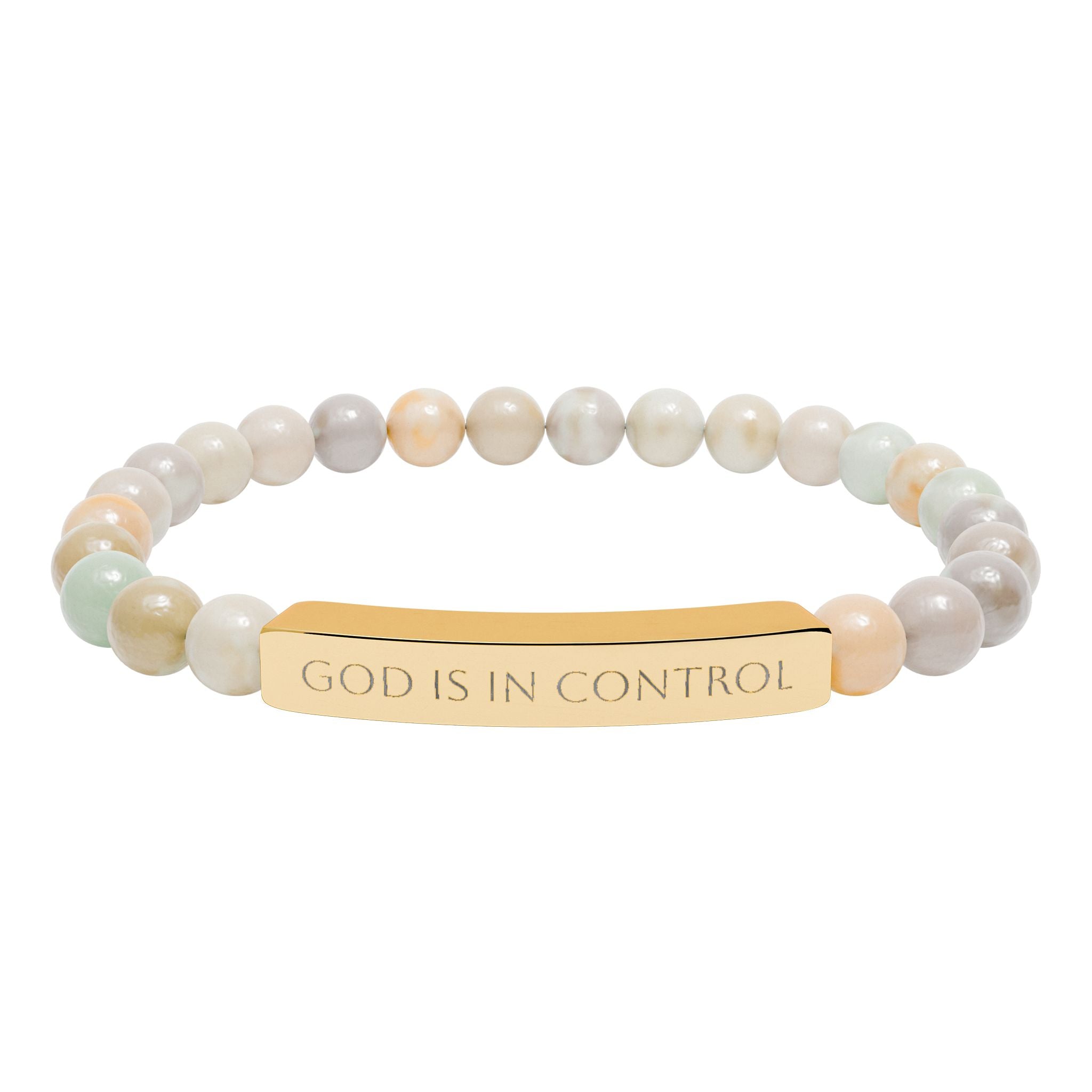 God is in Control | Bar Beaded Bracelet